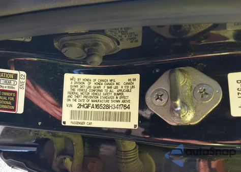 2008 Honda Civic Lx from USA, damaged, VIN 2HGFA16528H341764